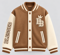 Blessed Generation Kids’ Varsity Jacket – Camel & Cream