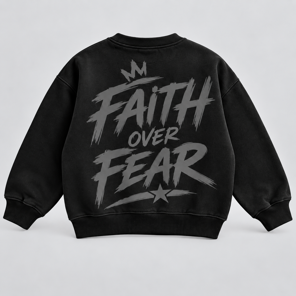 Faith Over Fear Crewneck Sweatshirt in Black