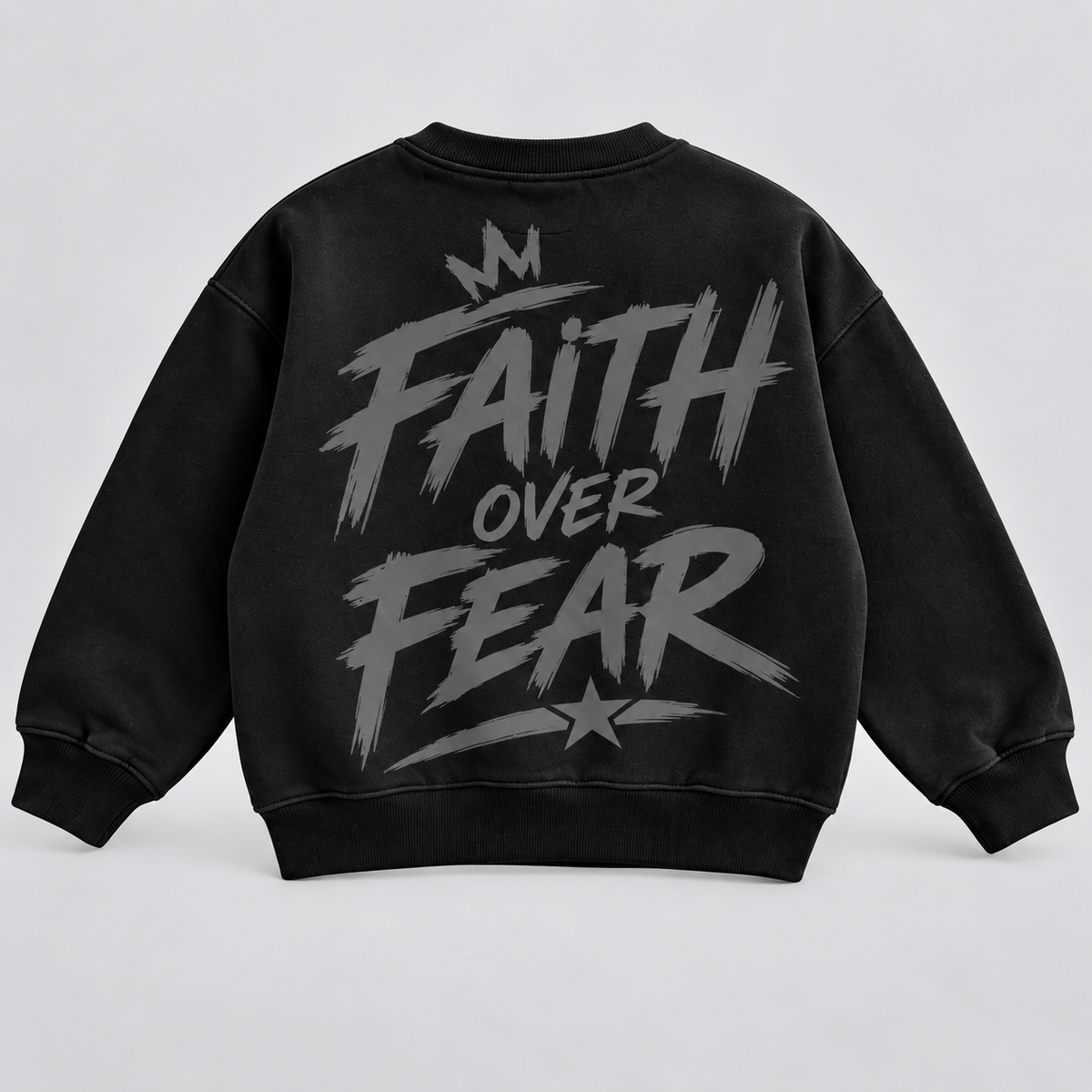 Faith Over Fear Crewneck Sweatshirt in Black