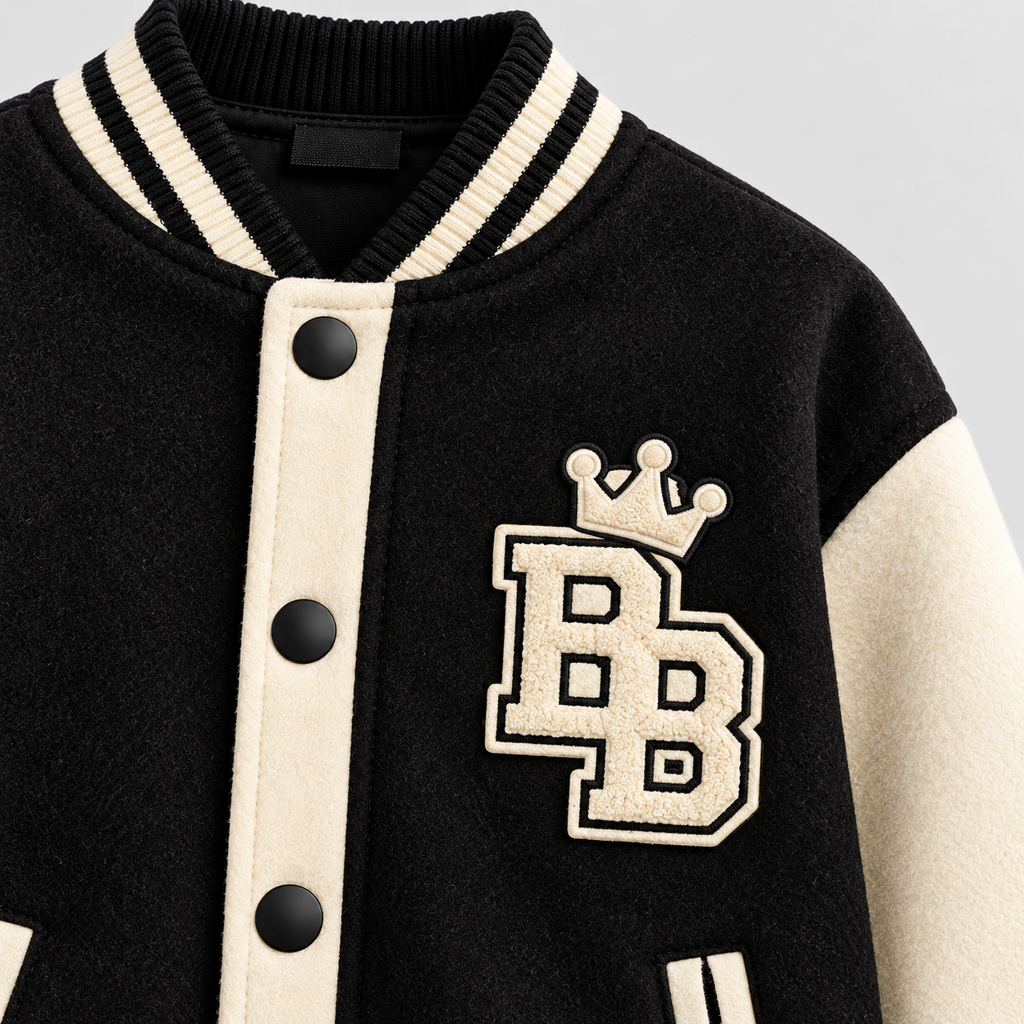 Blessed Generation Kids’ Varsity Jacket – Black & Cream